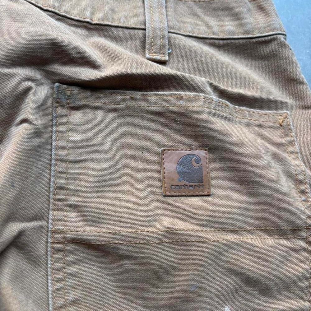 Y2K Brown Carhartt Paint Splatter Canvas Carpenter Pants - Picture 6 of 6